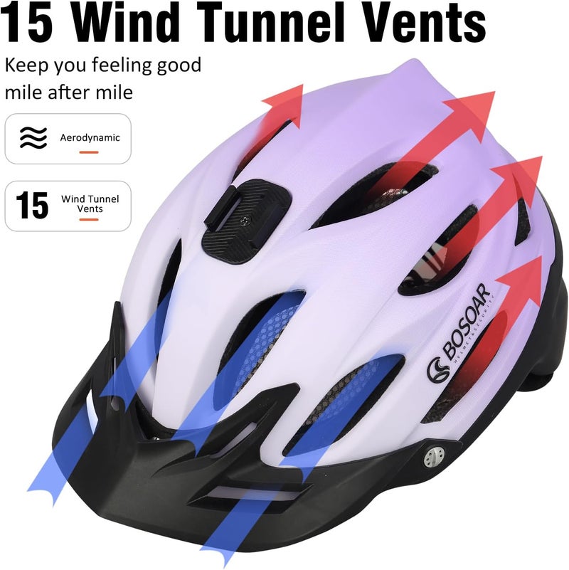 Bosoar Mountain Bike Helmet,Adult Cycling Helmet with Camera Mount and Detachable Visor for Men Women Youth,Suggested Fit 55-61 Cm - Image 4